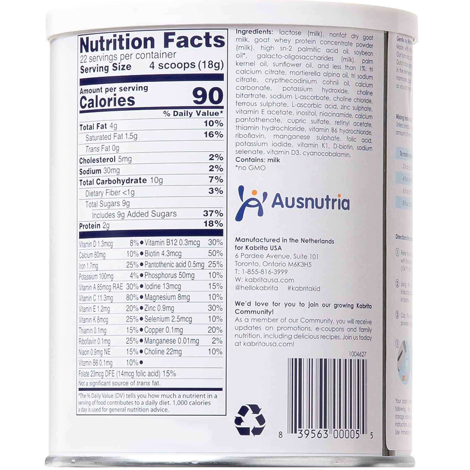 Kabrita Goat Milk Toddler Formula Powder, 28 oz. - Image 2
